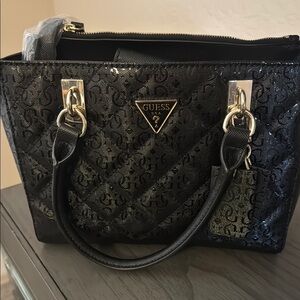 Guess Black and Gold Satchel with Elegant Design